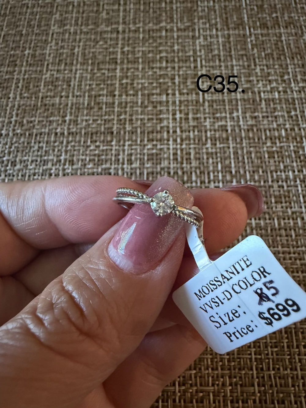 Moissanite Solitaire Engagement Ring in Silver-Tone